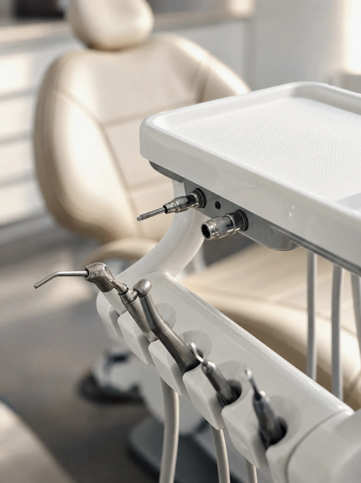 Dental chair and instruments at CYNTAR Advanced Dentistry